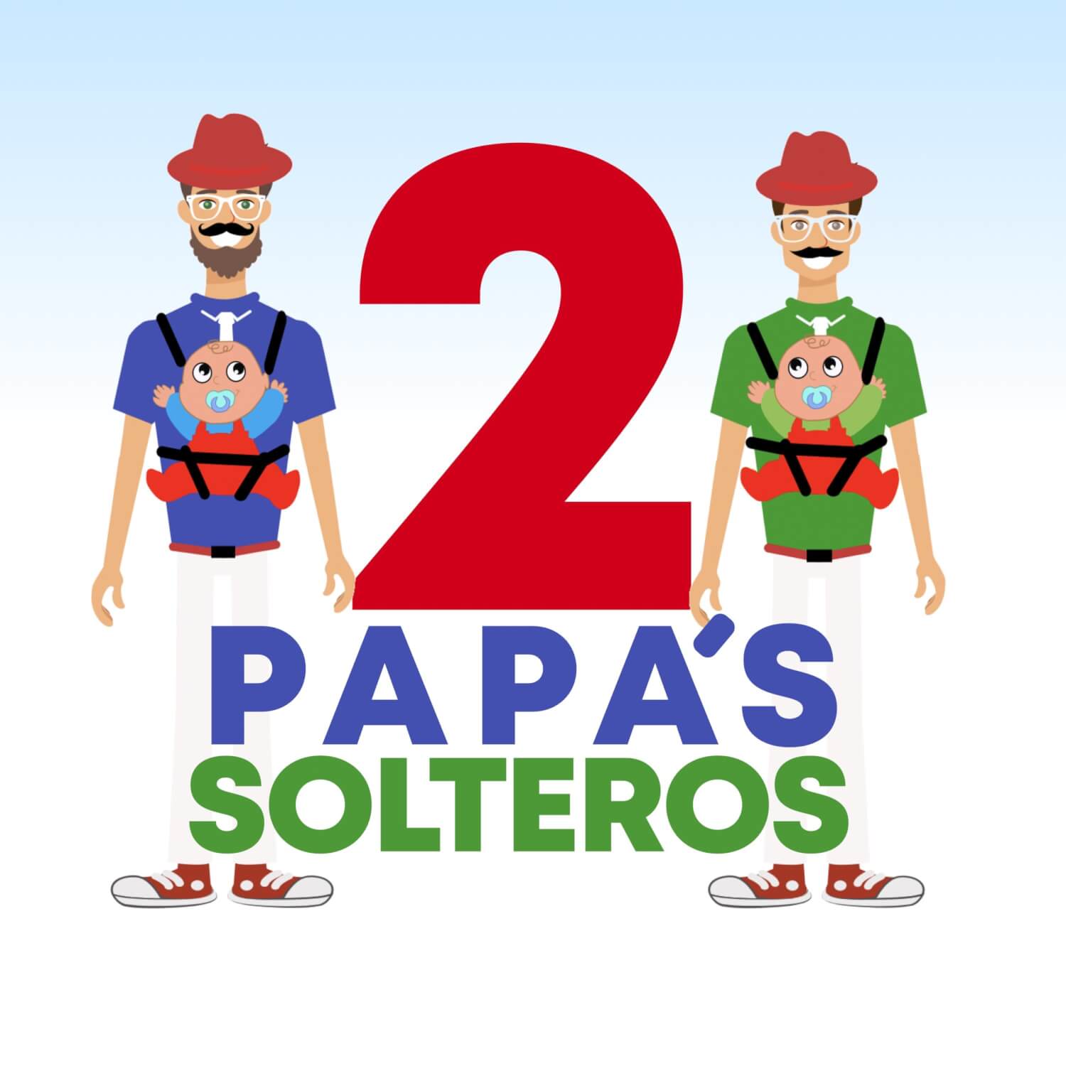 Podcast cover art graphic design for dos papas solteros podcast