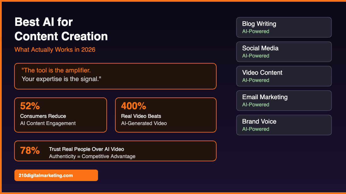 Best AI content creation tools 2026 blog thumbnail by 210 Digital Marketing
