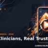 Vertical phone frame with a clinician silhouette and rising arrow illustrating healthcare short form video marketing in 2026