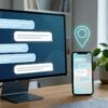 Patient using a ChatGPT-style AI assistant on a phone and desktop to find a doctor