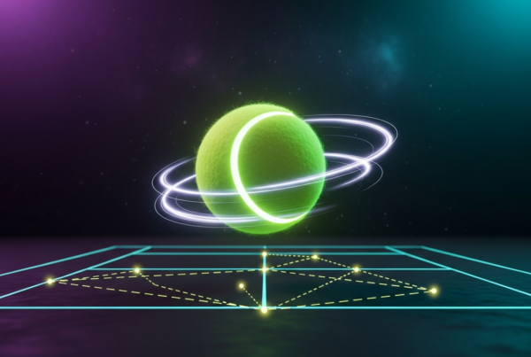 Tennis Camp app: a glowing tennis ball above a court diagram of tennis and pickleball drills